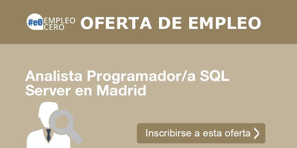 Analista Programador/a SQL Server en Madrid