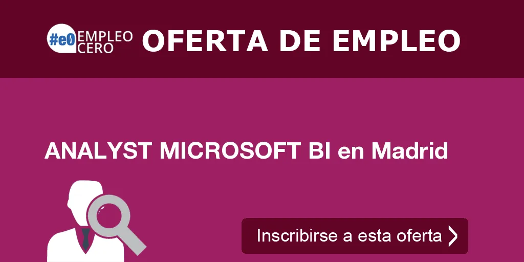 ANALYST MICROSOFT BI en Madrid