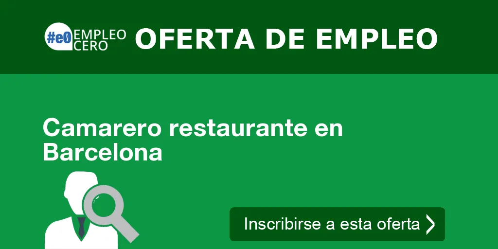 Camarero restaurante en Barcelona