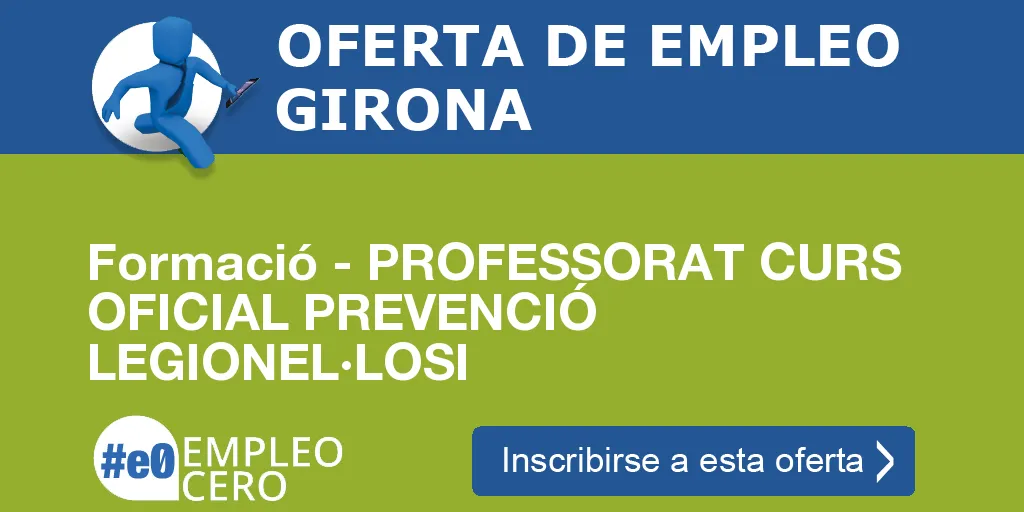 Formació - PROFESSORAT CURS OFICIAL PREVENCIÓ LEGIONEL·LOSI