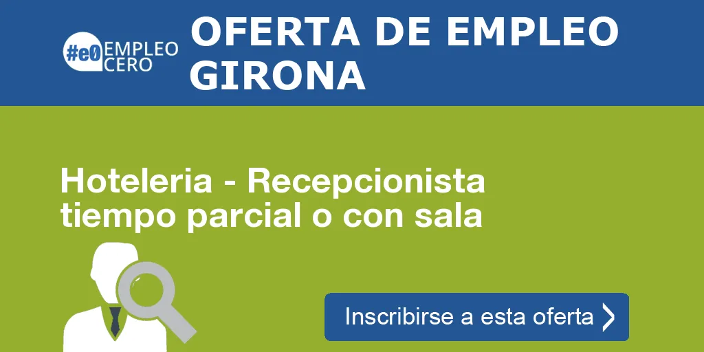 Hoteleria - Recepcionista tiempo parcial o con sala