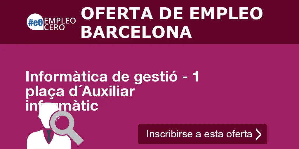 Informàtica de gestió - 1 plaça d´Auxiliar informàtic