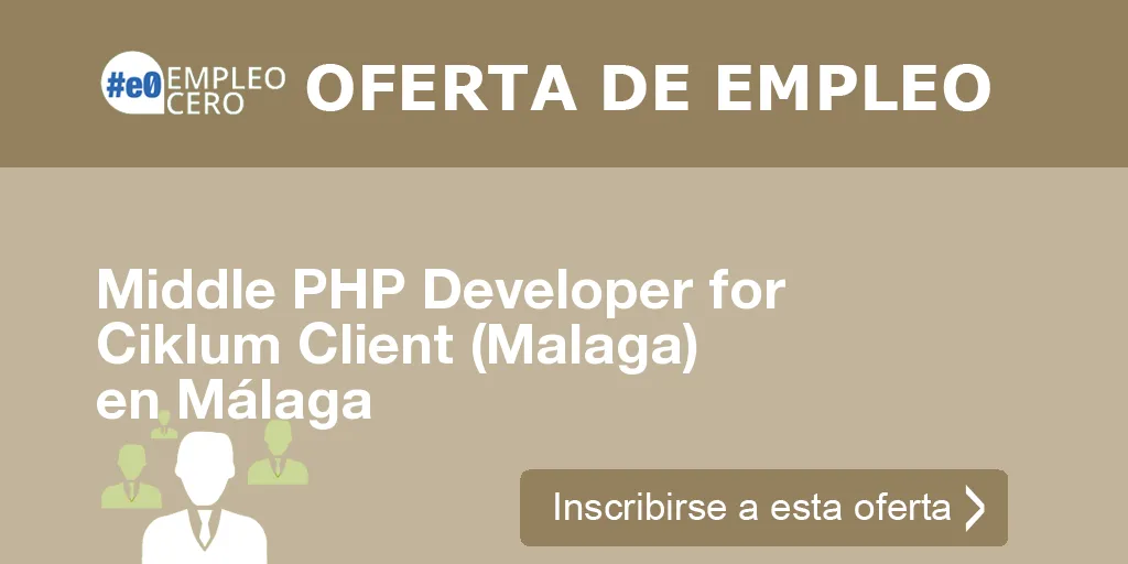 Middle PHP Developer for Ciklum Client (Malaga) en Málaga