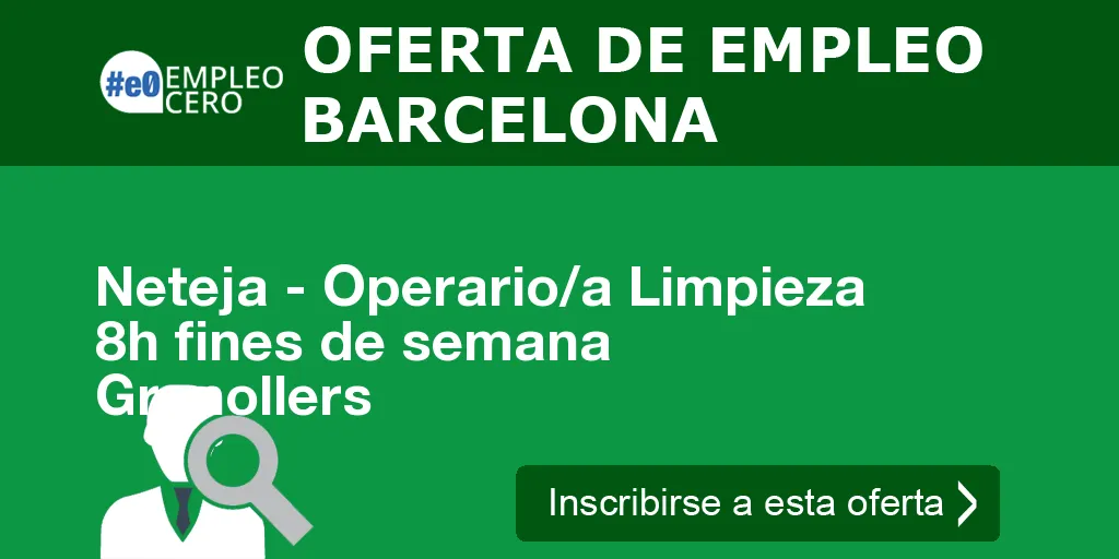 Neteja - Operario/a Limpieza 8h fines de semana  Granollers