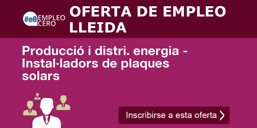 Producció i distri. energia - Instal·ladors de plaques solars