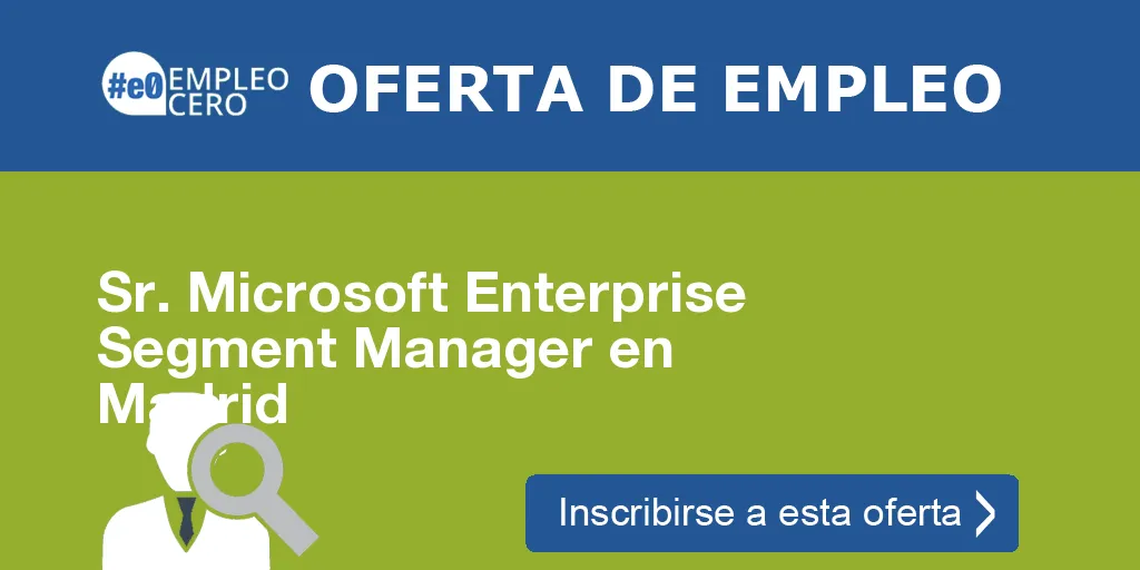 Sr. Microsoft Enterprise Segment Manager en Madrid